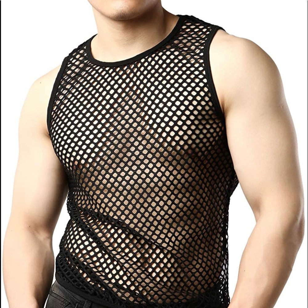 Mens fishnet tank